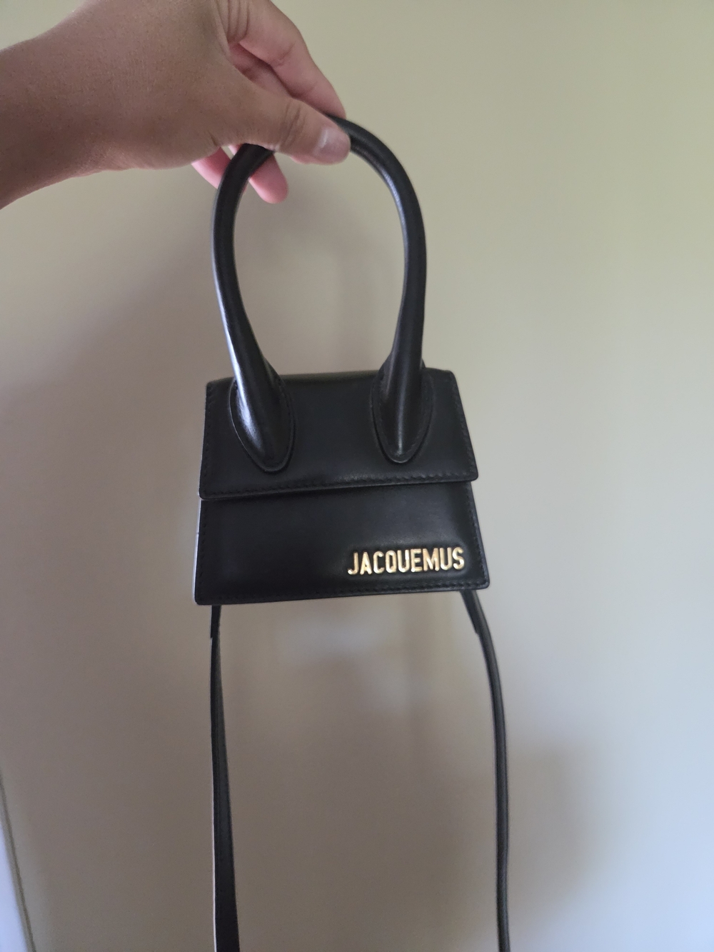 Jacquemus Black Mini Le Chiquito-Style Top-Handle Bag with Gold Logo